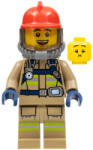 LEGO® Minifigurák Fire - Reflective Stripes, Dark Tan Suit, Red Fire Helmet, Open Mouth, Breathing Neck Gear with Blue cty0960 (cty0960)