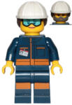 LEGO® Minifigurák Rocket Engineer - Female, Dark Blue Jumpsuit, White Construction Helmet with Dark Brown Ponytail Hai cty1038 (cty1038)