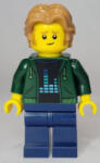 LEGO® Minifigurák Man, Dark Green Hoodie with Bright Green Drawstrings, Dark Blue Legs, Medium Nougat Wavy Hair twn441 (twn441)