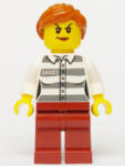 LEGO® Minifigurák Police - Jail Prisoner 50382 Prison Stripes, Female, Dark Red Legs, Scowl with Peach Lips, Orange Po cty1275 (cty1275)