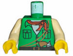 LEGO® Alkatrészek (Pick a Brick) Zöld Minifigura Felsőtest - Adventurers Safari Felső, Vörös Sállal és Pisztolymintával 973pb0281c01 (973pb0281c01)