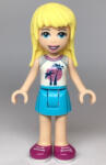 LEGO® Minifigurák Friends Stephanie - Medium Azure Skirt, White Top with Palm Trees frnd353 (frnd353)