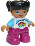 LEGO® Minifigurák Duplo Figure Lego Ville, Child Girl, Magenta Legs, White and Medium Azure Top with Shooting Star, Bl 47205pb063 (47205pb063)