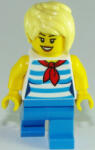 LEGO® Minifigurák Ice Cream Vendor - Female, Dark Azure and White Striped Shirt with Red Scarf, Dark Azure Legs, Brigh cty0938 (cty0938)