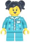 LEGO® Minifigurák Girl - Dark Turquoise Pajamas, Dark Turquoise Short Legs, Black Pigtails hol256 (hol256)