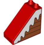 LEGO® Alkatrészek (Pick a Brick) Piros 4x2x3 DUPLO Lejtő - Jobb Oldalán Behavazott Deszkák Minta 6268080 (6268080)
