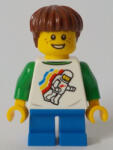 LEGO® Minifigurák Boy, Classic Space Shirt with Minifigure Floating and Back Print, Blue Short Legs, Reddish Brown Hai cty1046 (cty1046)
