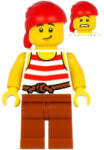 LEGO® Minifigurák Pirate - Red Head Wrap, White Shirt with Red Stripes, Dark Orange Legs pi187 (pi187)