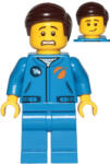 LEGO® Minifigurák Astronaut - Male, Blue Jumpsuit, Dark Brown Hair Short Combed Sideways Part Left, Scared and Lopside cty1041 (cty1041)