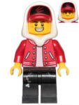 LEGO® Minifigurák Jack Davids - Piros felső, piros sapka, fehér kapucni hs001 (hs001)
