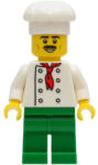 LEGO® Minifigurák Chef - White Torso with 8 Buttons, No Wrinkles Front or Back, Green Legs, White Chef Toque cty1247 (cty1247)