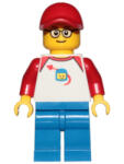 LEGO® Minifigurák Férfi Szemüvegben, Klasszikus Space Mintás Pulcsiban, Piros sapkával trn247 (trn247)