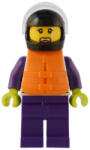 LEGO® Minifigurák Speedboat Raft Driver - Female, White Jacket with Dolphin, Dark Purple Legs, Black Helmet, Trans-Cle cty1550 (cty1550)