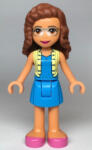LEGO® Minifigurák Friends Olivia (Nougat) - Dark Azure Skirt and Top with Bright Light Yellow Vest, Dark Pink Shoes frnd351 (frnd351)