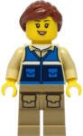 LEGO® Minifigurák Wildlife Rescue Worker - Female, Blue Vest with 'RESCUE' Pattern on Back, Dark Tan Legs with Pockets cty1300 (cty1300)