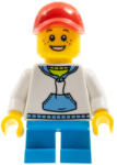 LEGO® Minifigurák Child Boy with White Hoodie with Blue Pockets, Dark Azure Short Legs, Red Short Bill Cap twn372 (twn372)