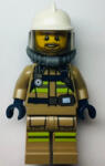 LEGO® Minifigurák Fire - Reflective Stripes, Dark Tan Suit, White Fire Helmet, Open Mouth with Beard, Breathing Neck G cty1359 (cty1359)