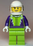 LEGO® Minifigurák Monster Truck Driver, Lime Legs and Jacket with Purple Flames and Arms, White Helmet cty1107 (cty1107)