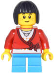 LEGO® Minifigurák Sweater Cropped with Bow, Heart Necklace, Dark Azure Short Legs, Black Bob Cut Hair cty0437 (cty0437)