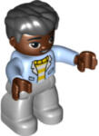 LEGO® Minifigurák Duplo Figure Lego Ville, Male, Light Bluish Gray Legs, White and Yellow Top with Bright Light Blue J 47394pb317 (47394pb317)