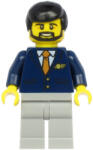 LEGO® Minifigurák Steward - Male, Black Hair, Dark Blue Suit with Striped Tie, Light Bluish Gray Legs cty1190 (cty1190)