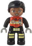 LEGO® DUPLO® Duplo Figure Lego Ville, Female Firefighter, Black Legs with Reflective Stripes, Red Vest with Silve 47394pb330 (47394pb330)