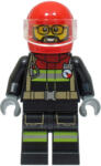 LEGO® Minifigurák Fire - Male, Black Jacket and Legs with Reflective Stripes and Red Collar, Red Helmet, Trans-Clear V cty1567 (cty1567)