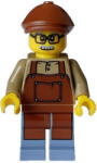 LEGO® Minifigurák Háztulajdonos - férfi, vörösesbarna kötény, homokkék lábak, vörösesbarna lapos sapka, bajusz, szemüv hol328 (hol328)