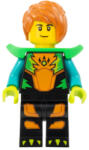 LEGO® Minifigurák Stuntz Driver - Male, Black Jumpsuit with Orange Trim and Dark Turquoise Arms, Bright Green Shoulder cty1575 (cty1575)