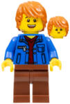 LEGO® Minifigurák Male with Blue Jacket over Dark Red V-Neck Sweater and Reddish Brown Legs twn378 (twn378)
