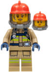 LEGO® Minifigurák Fire - Reflective Stripes, Dark Tan Suit, Red Fire Helmet, Open Mouth with Peach Lips and Dirty Face cty0967 (cty0967)
