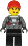 LEGO® Minifigurák Police - Jail Prisoner Jacket over Prison Stripes, Female, Black Legs, Red Cap with Ponytail cty1142 (cty1142)