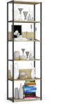 AKORD - Industriális Álló Polc, Fekete/Dió Artisan Színben, 60 cm Szélesség, 192 cm Magasság, Loft Stílus, Laminált Lap, 6 Polc, Mat Felület, Könnyű Összeszerelés (3072)