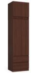 AKORD - Wenge Széles Ruhásszekrény Nadstawkával, 60 cm, 2 Ajtó, 2 Fiók, Laminált Lemez, ABS Széllel, Álló Bútor, Matt Felület, Összeszerelhető, Barna, SYSTEM STAR (2393)