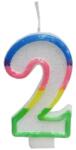 LCA Lumanare Aniversara pentru Tort, Cifra 2, Multicolor (LCA-CF-2-C)