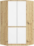 AKORD Sarokszekrény S100 4 Ajtós CLP Rendszerben, Dió Artizán/Borítólapok Fehérek, 100x180x50cm, Laminált Lemez, Minimalista Dizájn (3063)
