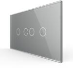 LIVOLO Intrerupator Dublu + Dublu cu Touch LIVOLO cu Rama Din Sticla, Standard Italian, 4M - culoare gri