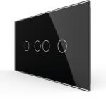 LIVOLO Intrerupator Dublu + Dublu cu Touch LIVOLO cu Rama Din Sticla, Standard Italian, 4M - culoare negru