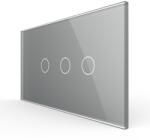 LIVOLO Intrerupator Simplu + Dublu cu Touch LIVOLO cu Rama Din Sticla, Standard Italian, 4M - culoare gri