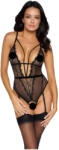 Cottelli Collection - nyitott, pántos body harisnyatartóval (fekete) (26433241031) - pleasure4you