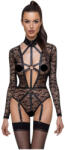 Cottelli Collection - áttetsző, dekoltált pántos body (fekete) (26432271041)