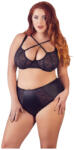 Cottelli Collection Plus Size - keresztpántos melltartó és alsó (fekete) (22132141461)