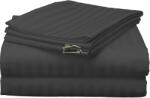 HomePuls Cearsaf de pat o persoana Damasc Policoton dunga 1 cm, 160 x 230 cm, Negru