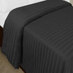 HomePuls Cearsaf de pilota o persoana Damasc Policoton dunga 1 cm, 140 x 220 cm, Negru