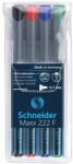 Schneider Alkoholos marker készlet, OHP, 0, 7 mm, SCHNEIDER "Maxx 222 F", 4 különböző szín (TSC222V4) - fiorex