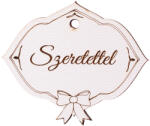  5db. Masnis, "Szeretettel" feliratos tábla 6 x 5cm - Fehér (MT9-16)
