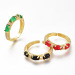  Arany Piros Színű Cirkónia Strasszos Gyűrű Újjméret: 17, 3mm (Minimálisan Tágítható)