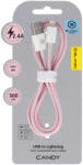 Blavec Candy fonott kábel - USB to Lightning - 2, 4A 3 méter (CCA-UL24P30) rózsaszín