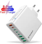 Techsuit Incarcator de retea Incarcator Priza 4 x USB, 4 X Type-C, Fast Charging, 65W - Techsuit (CHPD224) - White (KF2345024)
