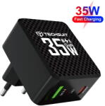 Techsuit Incarcator de retea CHPD173 GaN USB-A + USB-C 35W Negru (KF2345027) - vexio